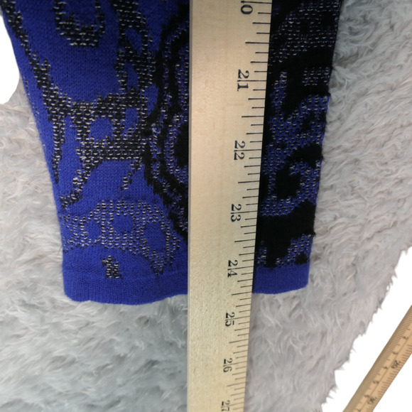 Beige by Eci Sweater Dress Womens Large Blue Floral Cotton Career Casual Boho - Picture 7 of 10